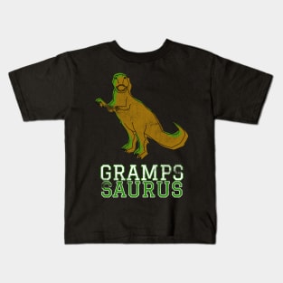 Gramps Saurus T Rex Distressed Green Design Gift Idea Dinosaur Grandpa Gifts Kids T-Shirt